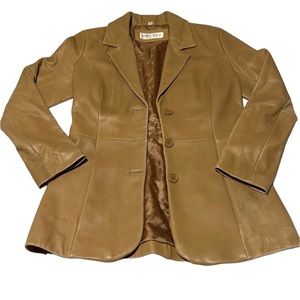 Jones New York Petite Tan Genuine Leather Jacket